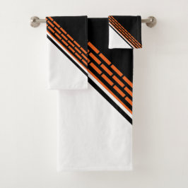 Modernes Schwarz-weißes Orangenmuster Badhandtuch Set