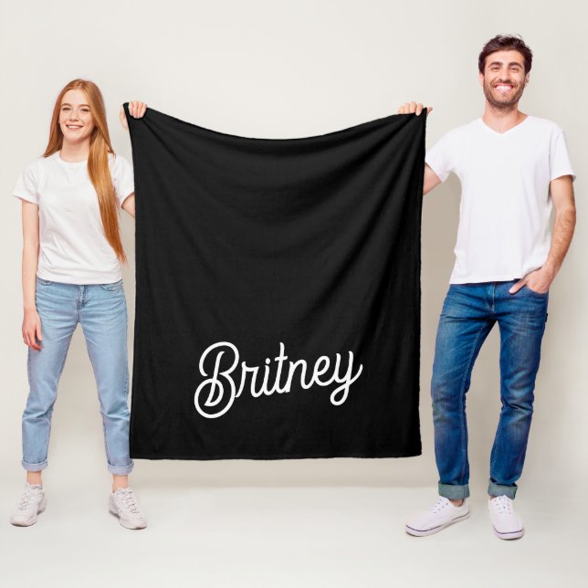 Modernes Schwarz-weißes Personalisiertes Monogramm Fleecedecke (Beispiel)