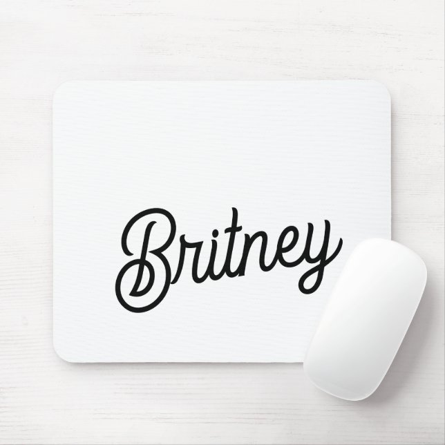 Modernes Schwarz-weißes Personalisiertes Monogramm Mousepad (Mit Mouse)