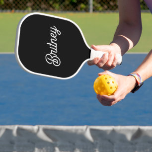 Modernes Schwarz-weißes Personalisiertes Monogramm Pickleball Schläger