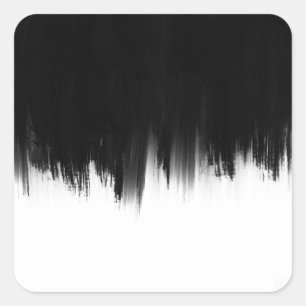 Modernes Schwarz-weißes Pinseldesign Quadratischer Aufkleber