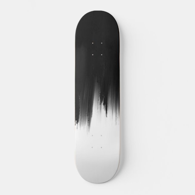 Modernes Schwarz-weißes Pinseldesign Skateboard (Vorderseite)