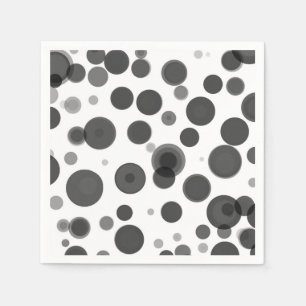 Modernes Schwarz-weißes Polka Dot Bubbles Party Serviette