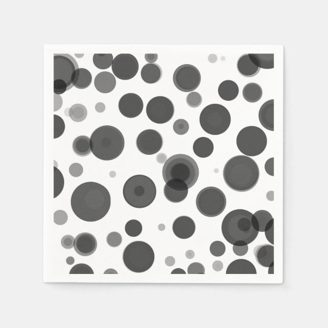 Modernes Schwarz-weißes Polka Dot Bubbles Party Serviette (Vorderseite)