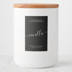 Modernes Schwarz-weißes Script-Kerzen-Label Lebensmitteletikett