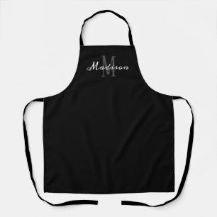 Modernes Schwarz-weißes Script Monogram Personali Schürze