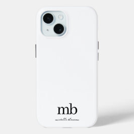 Modernes Schwarz-weißes Trendy Script Initial Mono Case-Mate iPhone Hülle