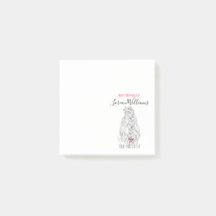 Modernes Schwarz-weißes Wavy Hair Pink Bow Hairsty Post-it Klebezettel