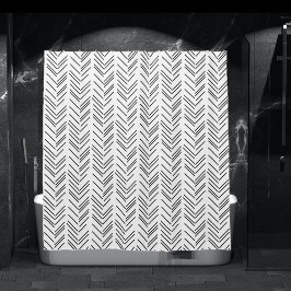Modernes Schwarz-weißes Zickzack Muster Duschvorhang
