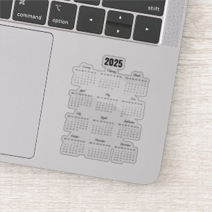 Modernes Schwarzes 2025 Kalender Volljährig anzeig Aufkleber