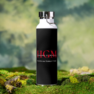 Modernes, schwarzes 3-Buchstaben-Monogramm-Logo fü Trinkflasche