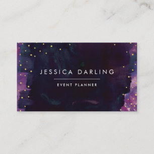 Modernes schwarzes Aquarell + GoldConfetti Visitenkarte