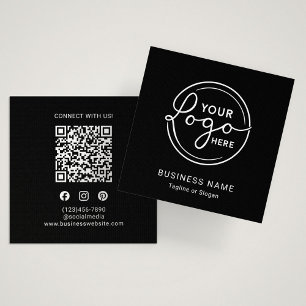 Modernes schwarzes benutzerdefiniertes Logo QR-Cod Quadratische Visitenkarte