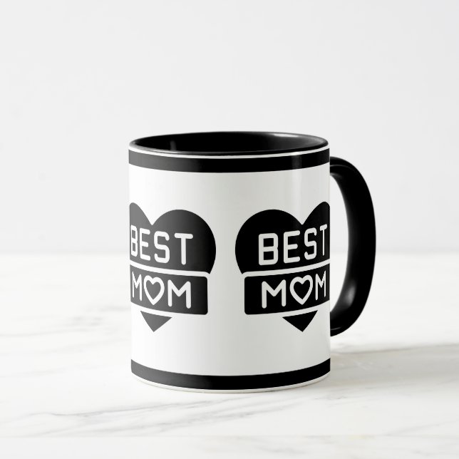 Modernes Schwarzes Bestes Mama Herzlichen Glückwun Tasse (VorderseiteRechts)