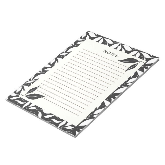 Modernes schwarzes botanisches Notizbuch Notizblock (angewinkelt)
