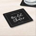 Modernes schwarzes Brautparty Rechteckiger Pappuntersetzer<br><div class="desc">Eine kühne und trendige Typografie für Ihr Party Schreibwaren,  einfach und elegant mit einem Schwarz-Weiß-Thema. Vollständig anpassbar: Sie können bei Bedarf die Farben des Schriftartes und des Hintergrunds ändern.</div>