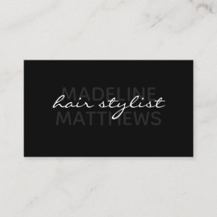 Modernes schwarzes Chic Hair Stylist Script Name S Visitenkarte