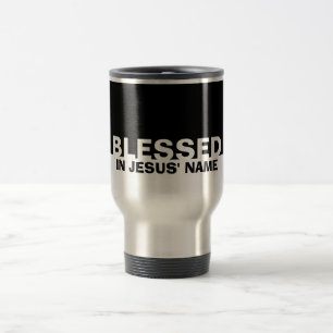 Modernes Schwarzes, Christlich in Jesus' Namen Reisebecher
