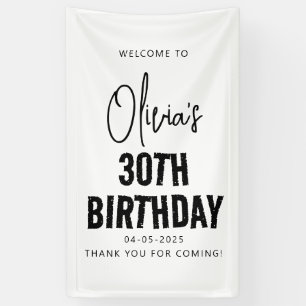 Modernes Schwarzes Drehbuch 30. Geburtstag Chic & Banner