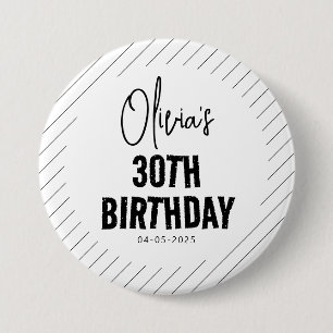 Modernes Schwarzes Drehbuch 30. Geburtstag Chic &  Button