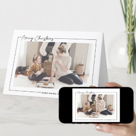 Modernes Schwarzes Drehbuch auf Beige Minimalistis Feiertagskarte