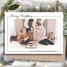 Modernes Schwarzes Drehbuch auf Beige Minimalistis Feiertagskarte