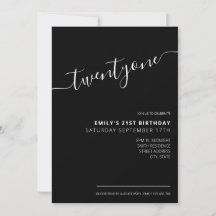 Modernes Schwarzes Elegantes Skript 21. Geburtstag