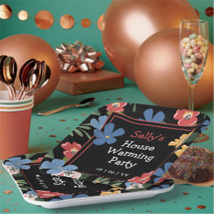 Modernes Schwarzes Erwärmung Party Pappteller