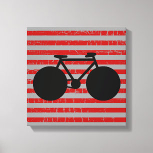 modernes schwarzes Fahrrad und rote Streifen Leinwanddruck