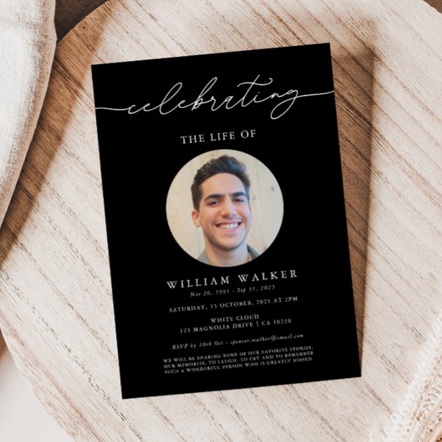 Modernes schwarzes Foto feiert das Leben Einladung (Von Creator hochgeladen)