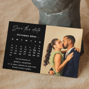 Modernes Schwarzes Foto Save the Date Einladung