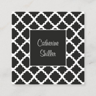 Modernes Schwarzes geometrisches Muster Quadratische Visitenkarte