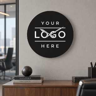 Modernes schwarzes Geschäftslogo Corporate Brandin Große Wanduhr