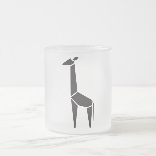 Modernes, schwarzes Giraffensymbol Mattglastasse (Mittel)