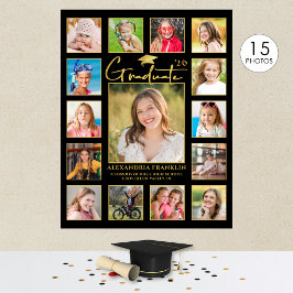 Modernes Schwarzes Gold 15 FotoCollage Poster