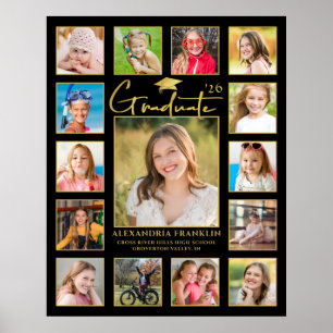Modernes Schwarzes Gold 15 FotoCollage Poster
