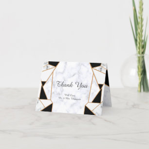 Modernes Schwarzes Gold Abstrakt auf weißem Marmor Dankeskarte