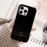 Modernes Schwarzes Gold Feminin Script Mit Monogra Case-Mate iPhone Hülle<br><div class="desc">Modernes Black Gold Feminine Script Mit Monogramm iPhone Case. Dieses elegante,  moderne Handy-Gehäuse lässt sich einfach mit Ihrem individuellen Monogramm und Namen personalisieren.</div>