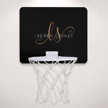 Modernes Schwarzes Gold Feminin Script Mit Monogra Mini Basketball Netz<br><div class="desc">Moderne Schwarz Gold Feminine Script Mit Monogramm Basketball Hoop. Dieser elegante Basketballkorb wird einfach mit Ihrem individuellen Monogramm und Namen personalisiert.</div>