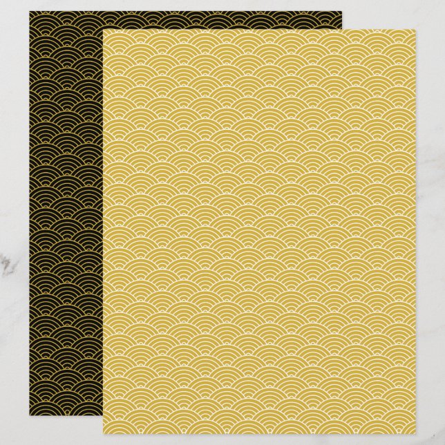 Modernes Schwarzes Gold Geometrisches Muster (Vorne/Hinten)