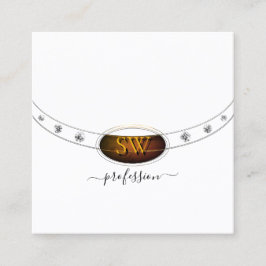 Modernes Schwarzes Gold mit Initialen und Diamante Quadratische Visitenkarte