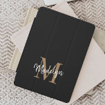 Modernes Schwarzes Gold Monogram Feminine Stilvoll iPad Pro Cover<br><div class="desc">Moderne Black Gold Monogram Feminine Stilvolle Script iPad Pro Cover. Dieses moderne,  elegante ipad Pro Cover lässt sich einfach mit Ihrem individuellen Monogramm und Namen personalisieren.</div>