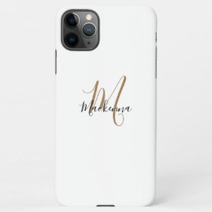 Modernes Schwarzes Gold Monogram Girl Script Name  iPhone 11Pro Max Hülle