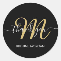 Modernes schwarzes Gold-Monogramm Vielen Dank