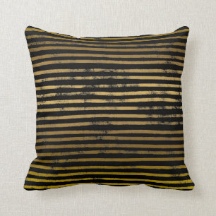 Modernes schwarzes Gold Stripes Imitatmetallischen Kissen