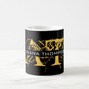Modernes Schwarzes & Goldenes Monogramm mit Distre Kaffeetasse