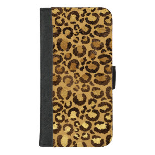Modernes schwarzes Goldfolien-Gepard-Tier-Muster iPhone 8/7 Plus Geldbeutel-Hülle