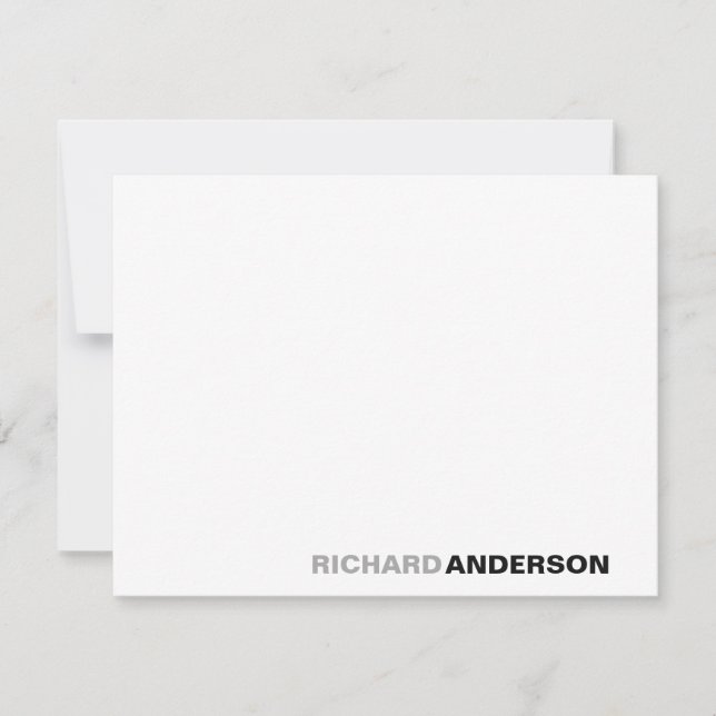 Modernes Schwarzes Grau Modernes, feines Schriftar Mitteilungskarte (Vorderseite)