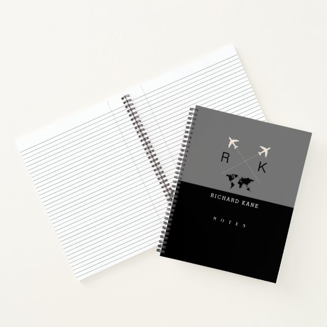 Modernes Schwarzes Grau Notizbuch (Innenseite)