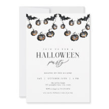 Modernes Schwarzes Halloween-Party - Einladung